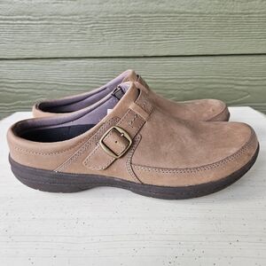 COPY - MERRELL LEATHER SIDE BUCKLE MULES SLIDES SHOES ENCORE KASSIE BRINDLE Siz…